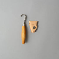 COUTEAU CROCHE DOUBLE TRANCHANT pour sculpter le bois, avec étui en cuir - carving hook 162 - MORAKNIV