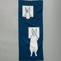 TENUGUI - LAPINS BLEUS - TISSU COTON JAPONAIS - NIWAKI