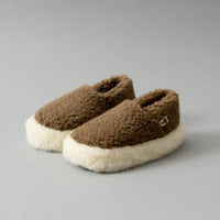 CHAUSSONS MIXTES - BRUN / ECRU - LAINE NATURELLE - COLDBREAKER
