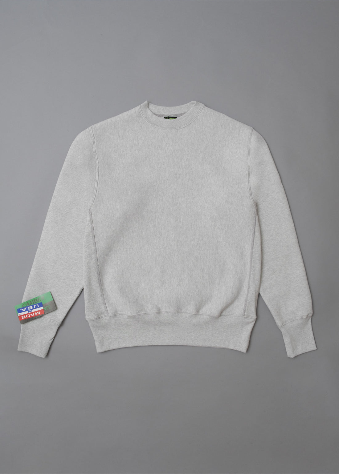 SWEATSHIRT EPAIS COL ROND - GRIS CHINE - Cross-Knit® heavyweight 12 OZ  - CAMBER USA