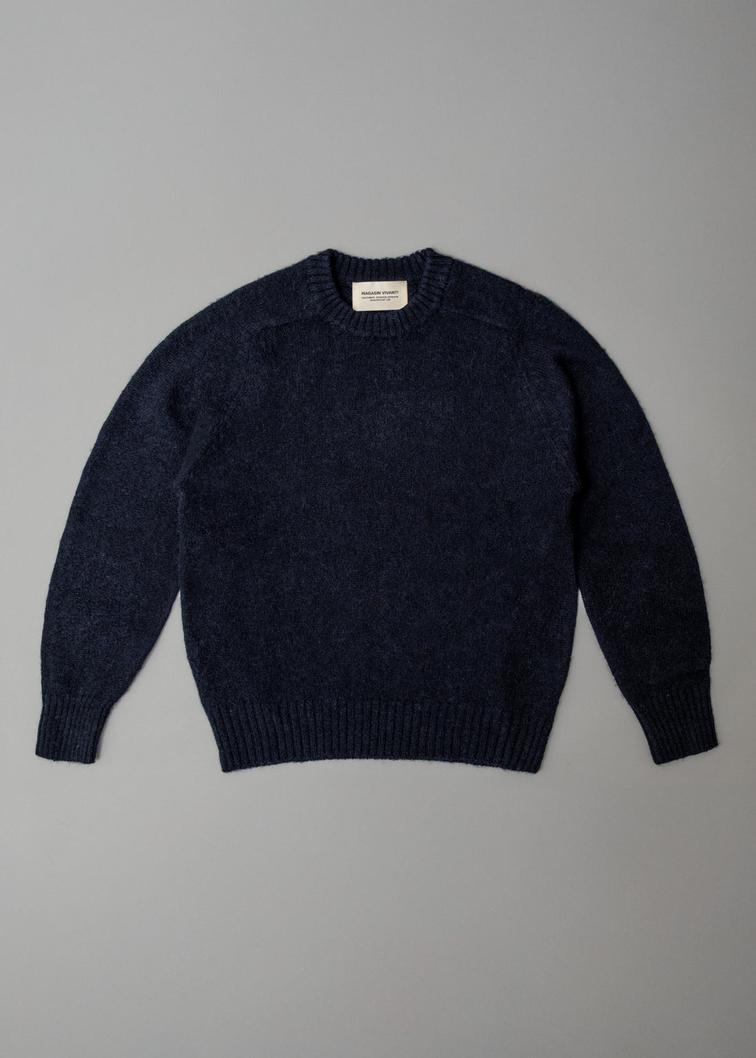 PULL EN LAINE SHETLAND - "SHAGGY" - NAVY - MAGASIN VIVANT!