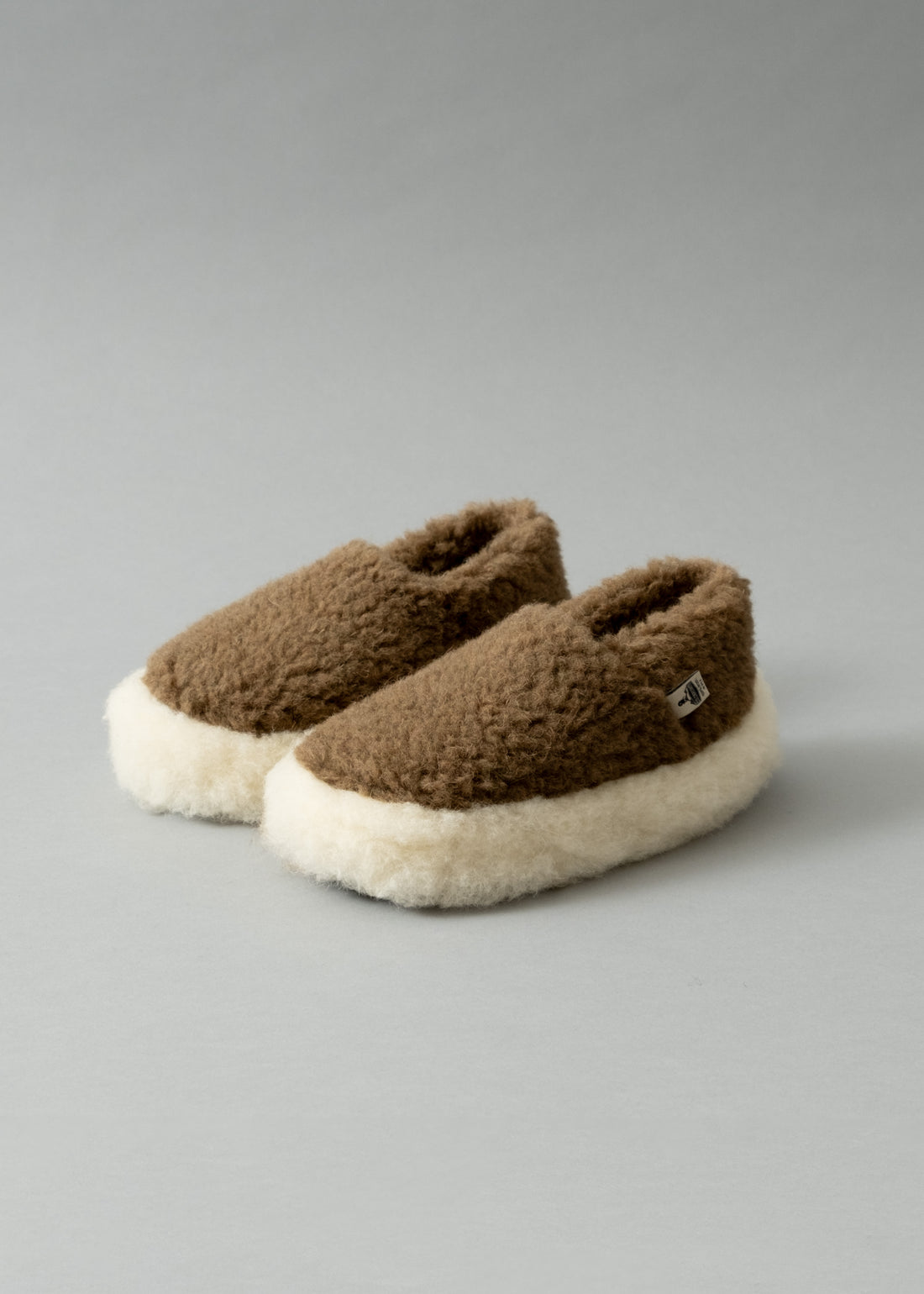 CHAUSSONS MIXTES - BRUN / ECRU - LAINE NATURELLE - COLDBREAKER