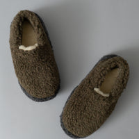 CHAUSSONS MIXTES - KAKI / NOIR - LAINE NATURELLE - COLDBREAKER